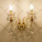 Frendorf | 1/2-Glühbirne Klarglasbeschichtete Wandleuchte Vintage Gold Kerzenstil Lounge Wandleuchte mit gewelltem Arm