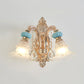 Frendorf | 1/2-Kopf hängende Blumen Wandlicht Retro Gold Opal Mattglas Wandmontiertes Gerät