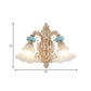 Frendorf | 1/2-Kopf hängende Blumen Wandlicht Retro Gold Opal Mattglas Wandmontiertes Gerät