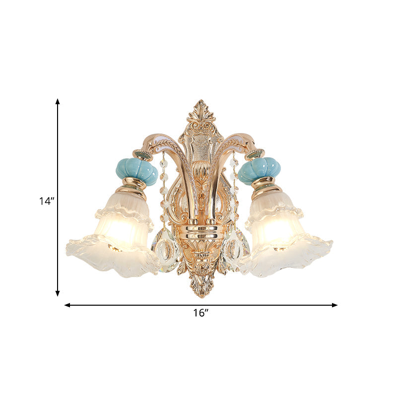 Frendorf | 1/2-Kopf hängende Blumen Wandlicht Retro Gold Opal Mattglas Wandmontiertes Gerät