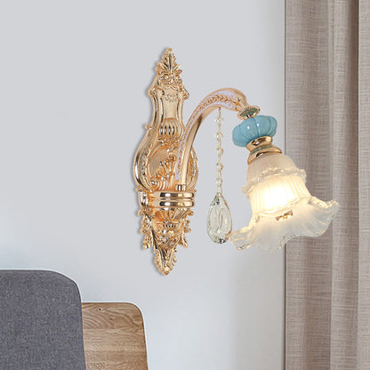 Frendorf | 1/2-Kopf hängende Blumen Wandlicht Retro Gold Opal Mattglas Wandmontiertes Gerät