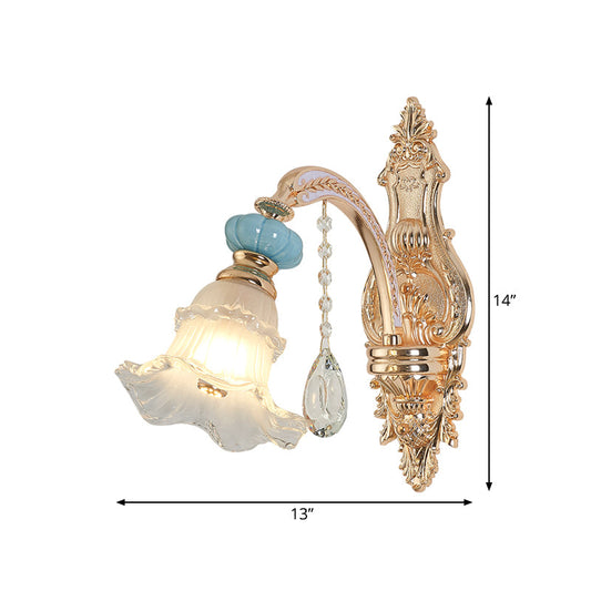 Frendorf | 1/2-Kopf hängende Blumen Wandlicht Retro Gold Opal Mattglas Wandmontiertes Gerät