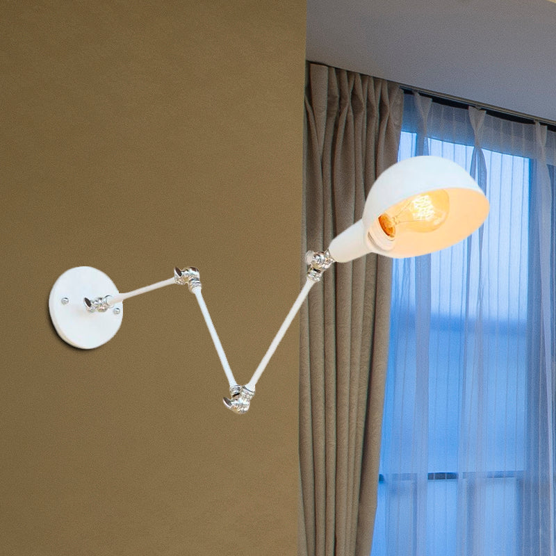 Frendorf | 1 Bulb Wandleuchte Retro-Stil Schwenkarm Metall Mini Wandlampe in Weiß für das Arbeitszimmer