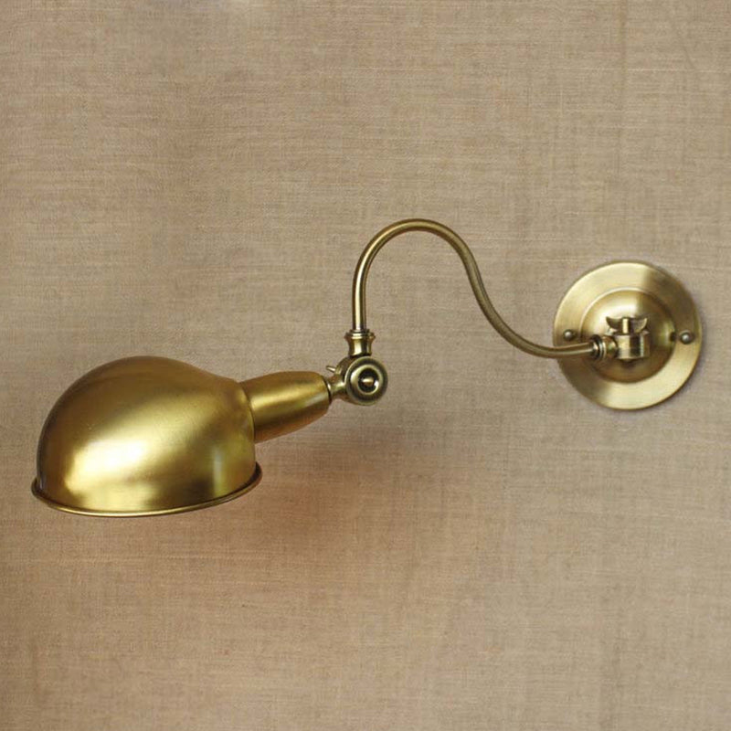 Frendorf | Messing 1 Kop Wandeleuchte Vintage Metalen Koepel Shade Wandlamp met Gooseneck Arm