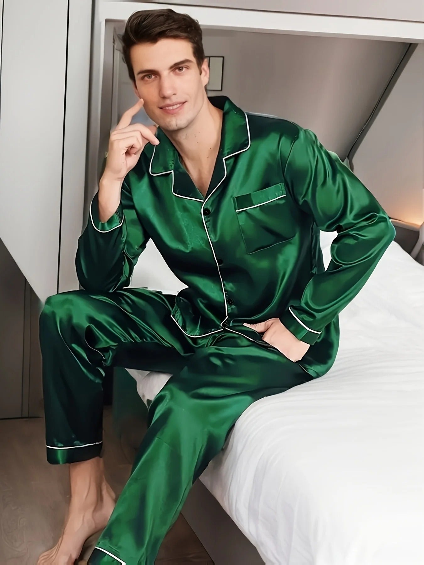 Frendorf | Luxus Herren Pyjama | Elegante Nachtwäsche | Bequem & Atmungsaktiv | Für erholsamen Schlaf