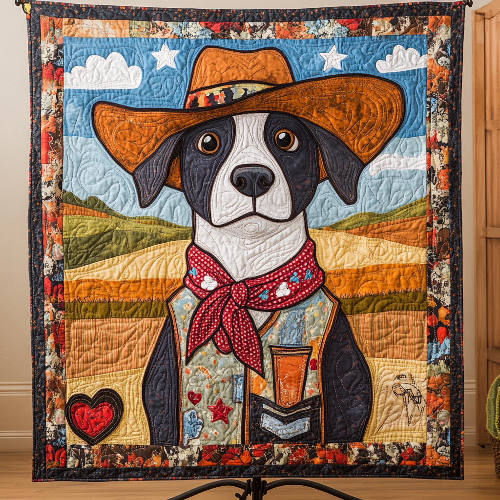 Cowboy Dog Steppdecke