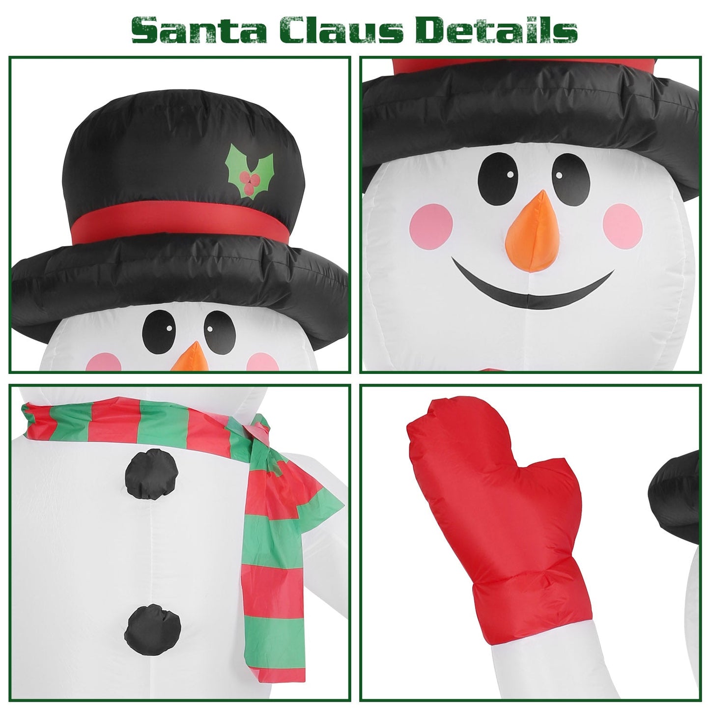 Frendorf | 2,4 m Weihnachts Inflatable Riesen Schneemann Aufblasen mit LED-Lichtern Hut Schal