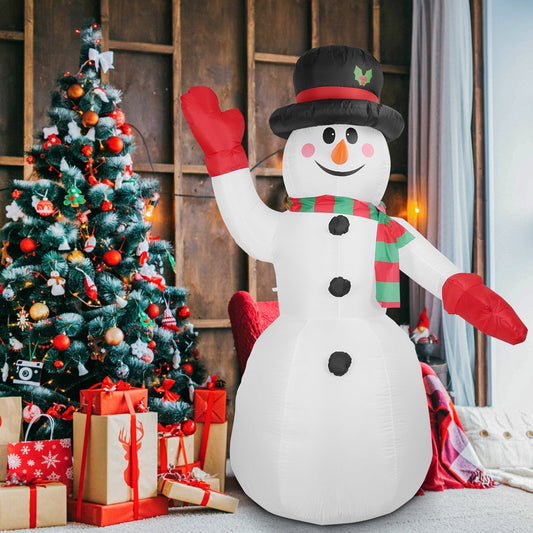 Frendorf | 2,4 m Weihnachts Inflatable Riesen Schneemann Aufblasen mit LED-Lichtern Hut Schal