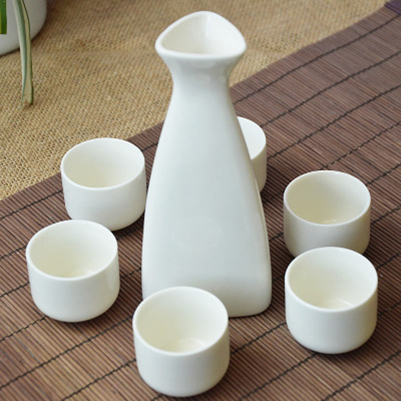 7 Stück Keramik Japanisches Sake Kanne Becher Set Haus Küche Flasche Spirituosen Becher Trinkgeschirr Spirituosen Flachmänner Sake Weißwein Topf Geschenke