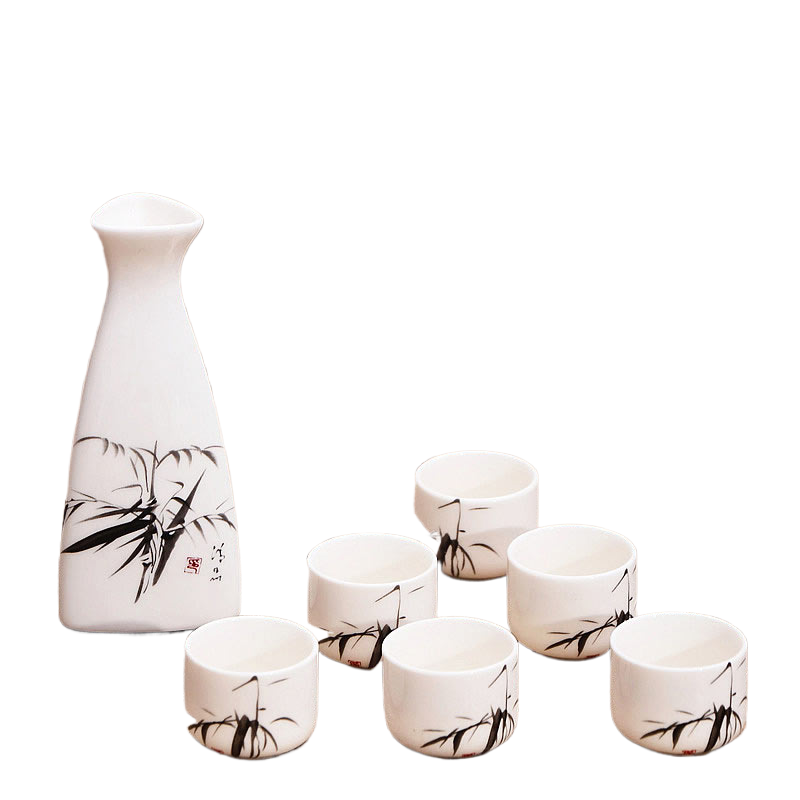 7 Stück Keramik Japanisches Sake Kanne Becher Set Haus Küche Flasche Spirituosen Becher Trinkgeschirr Spirituosen Flachmänner Sake Weißwein Topf Geschenke
