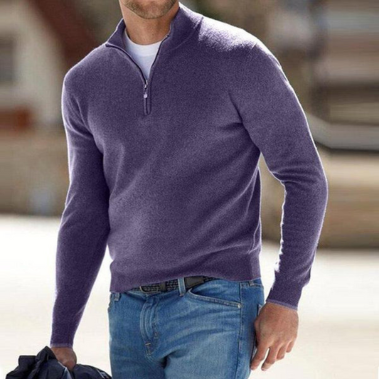Frendorf | Pullover aus Merino mit V-Ausschnitt und Reißverschluss.