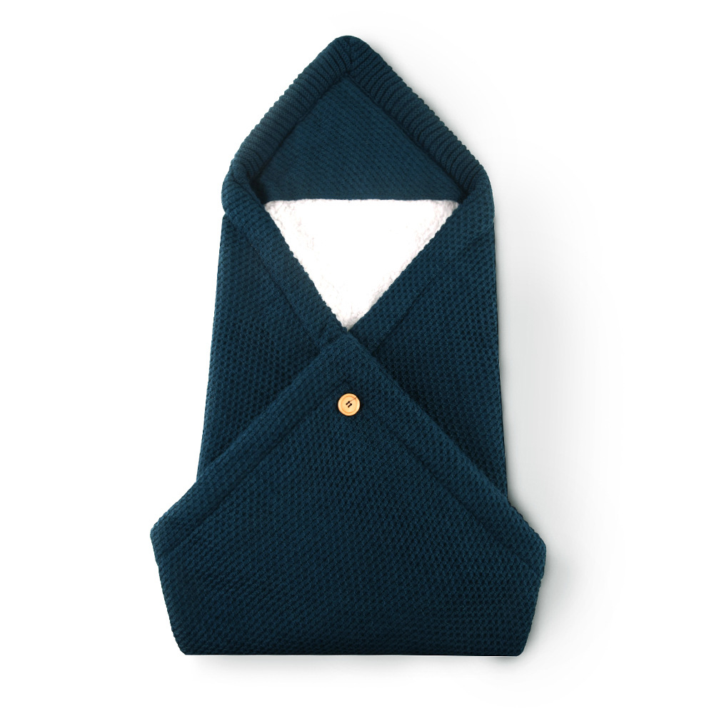 Frendorf | Baby Strick Einschlagdecke – Warme Winterdecke mit Kapuze für Neugeborene