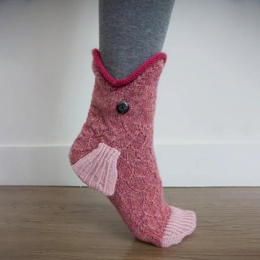 Frendorf Neuheit Tier-Wollsocken | Handgestrickte Krokodil-/Fisch-Socken (Unisex) für den Winter