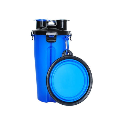 Frendorf | 2-in-1 Tier Reise Wasser- & Futternapf Flasche mit faltbarer Schüssel