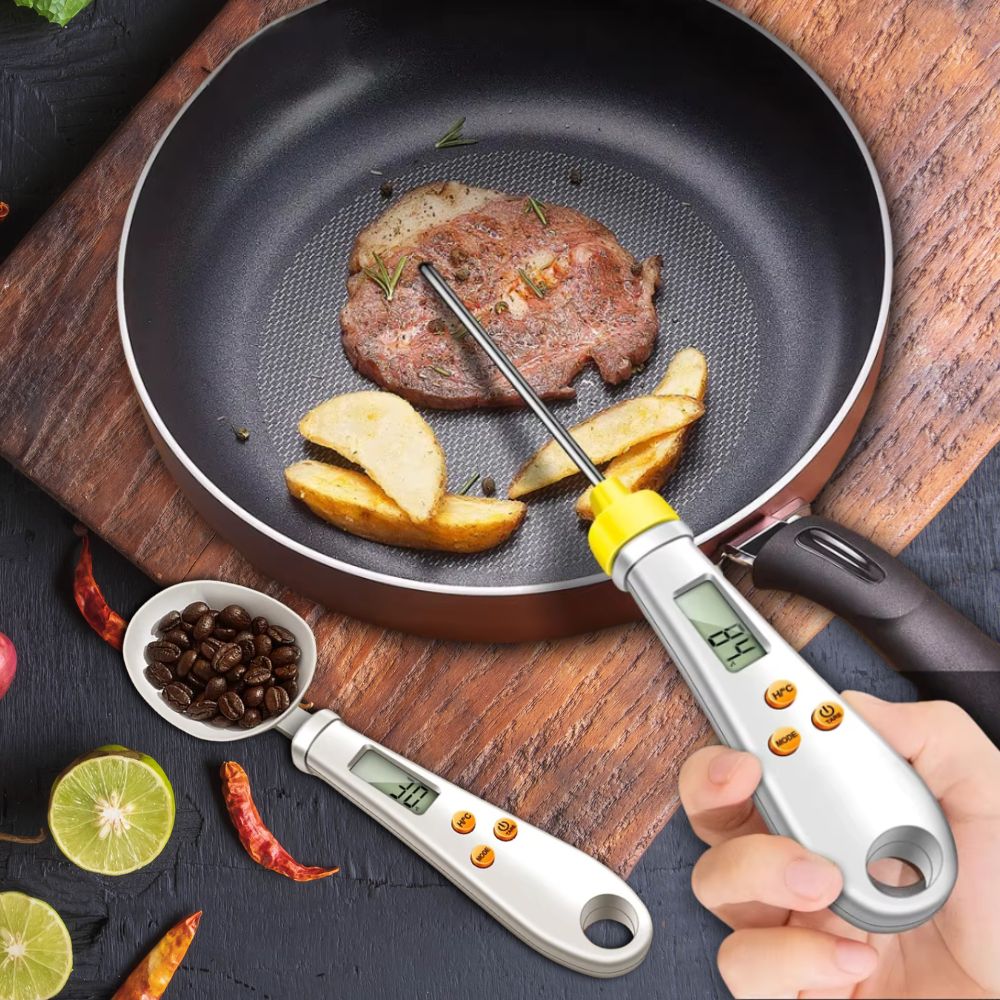 Frendorf | 2-in-1 Digitale Mini Löffelwaage & Lebensmittelthermometer