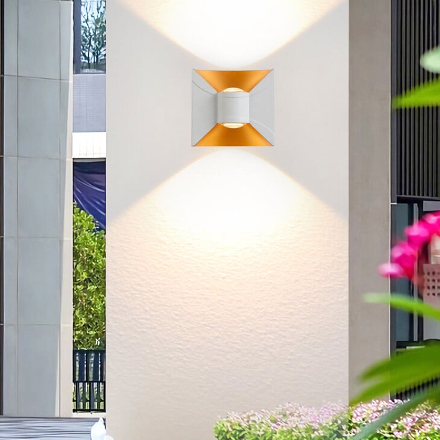 Moderne kreative Aluminium quadratische Doppelkopf Außenbalkon Wandleuchte lampe
