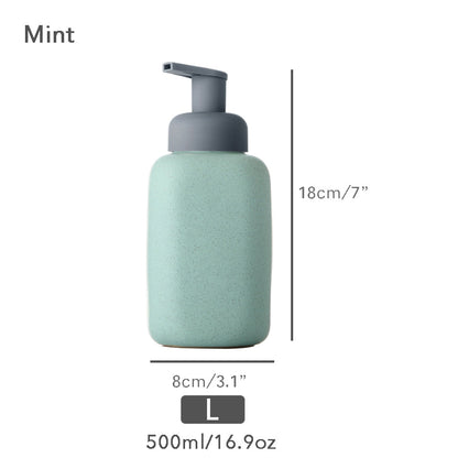 Minz Keramischer Seifenspender, Schäumende Pumpe Badezimmerflasche, Einfaches Design, Nachfüllbare Wiederverwendbare Lotionpumpe für Badezimmer Küche, 500ml/16.9oz