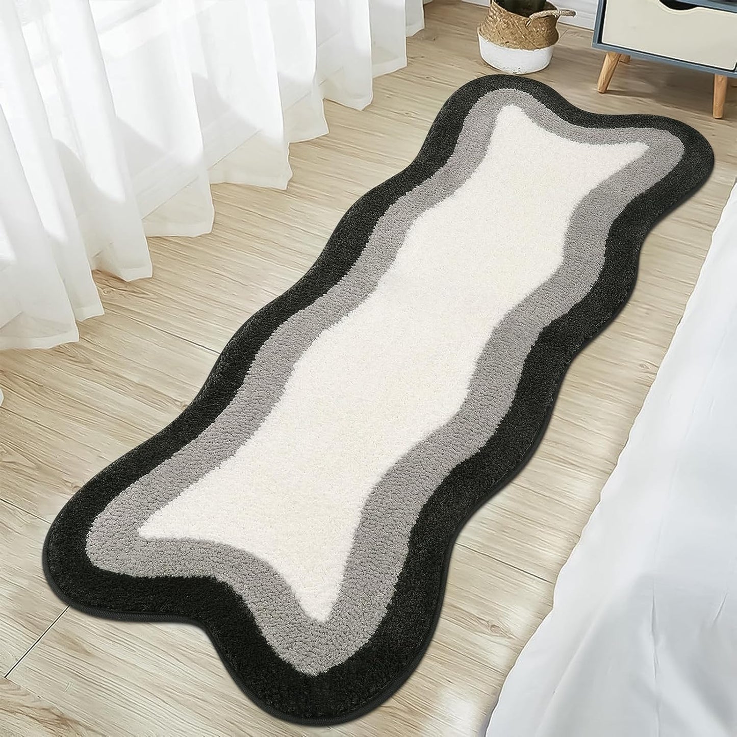 Schwarz Verlauf Badmatten, Teppich für Badezimmer, Süßer rutschfester unregelmäßiger Teppich für Duschraum