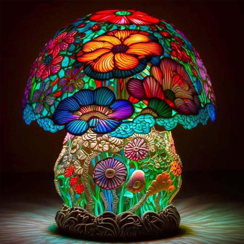 Frendorf | Buntglas-Pflanzen-Serie Tischlampe