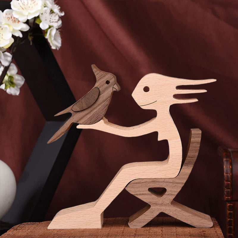 Frendorf | Geschenk für Tierliebhaber - Holzskulptur Tischornamente - Die Liebe zwischen Ihnen und Ihrem pelzigen Freund