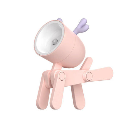 Frendorf | Mini LED süße Cartoon Tiere Welpe Reh Nachtlicht, verstellbarer kleiner Handyhalter Schreibtischlampe