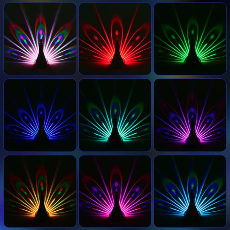 Frendorf | PeacockGlow LED-Projektionlampe – Dekorative Lampe mit Fernbedienung und Farbeffekten