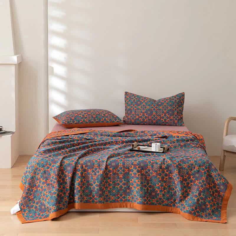 Frendorf | & Blaues Muster Sechs-lagiges Baumwoll-Quilt - TerraLoom