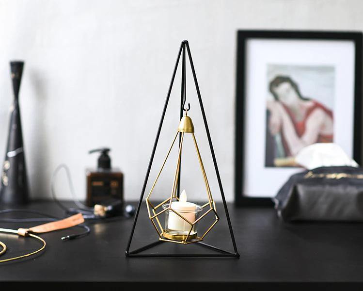 Frendorf | GeoLume Geometrischer Hängender Kerzenhalter oder Vase aus Eisen | Modernes Design | Vielseitige Deko