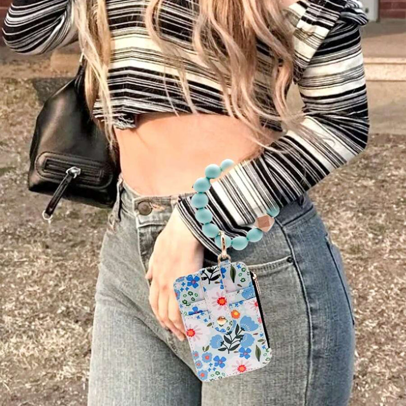 Frendorf | Blumenleder kleine Geldbörse mit Schlüsselanhänger und Armband