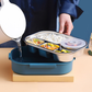 Frendorf | Thermo-Lunchbox aus Edelstahl – innen aus Edelstahl – 3 oder 4 Fächer mit Suppenschüssel – Wanduhr