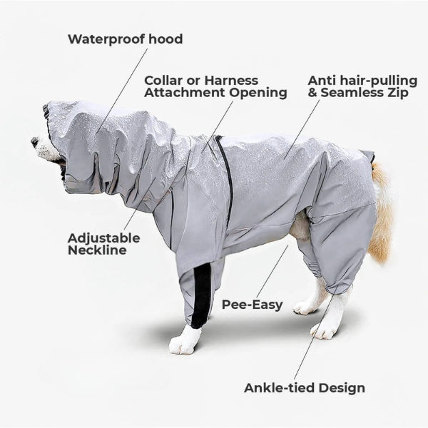 Frendorf | Hunderegenmantel mit Beinen - Wasserdichte Hundejacke für kleine und große Rassen | UK Gemütliche Winterbekleidung