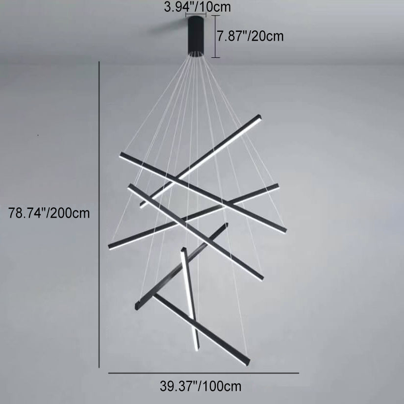 Frendorf | GeoLuma Nordic LED Kronleuchter | Geometrisches Linien-Design aus Eisen & Aluminium | 3-9 Flammen | Modern & Energieeffizient