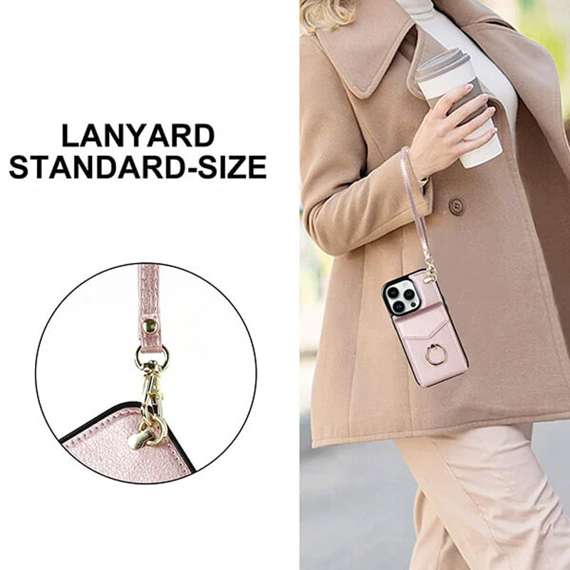 Frendorf | Leder Geldbörse Hülle mit Ring & Lanyard für iPhone