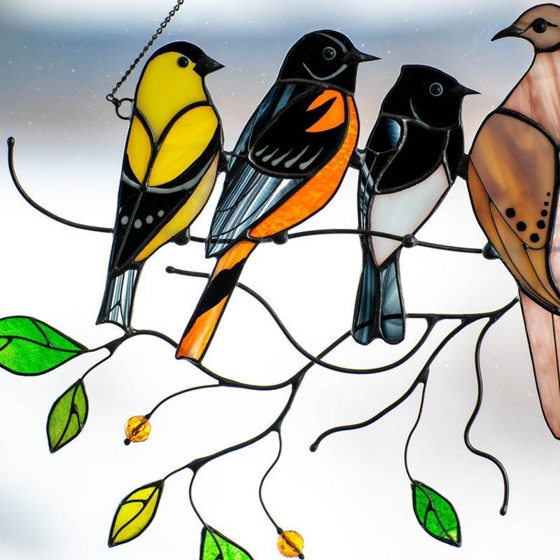 Frendorf | Vögel Buntglas Fensterhänger 🐦