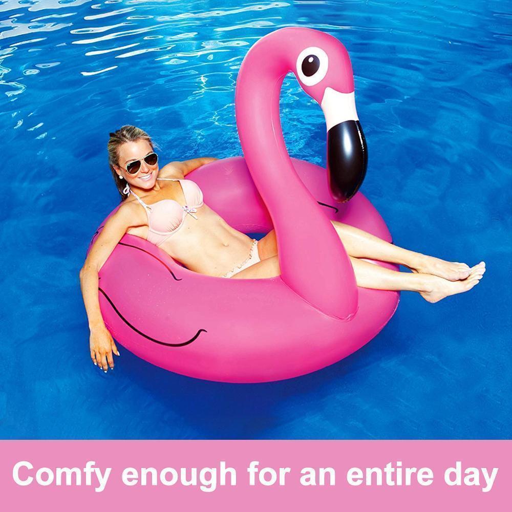 Frendorf | FloatEase Flamingo Pool-Schwimmring | Aufblasbarer XXL Schwimmreifen | Sommer-Pool-Spielzeug | Party-Deko