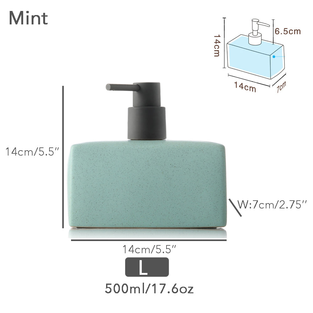 Schwarzer Keramik-Seifenspender, Flüssigkeitsbadflasche, einfaches Design, nachfüllbare wiederverwendbare Lotionpumpe für Bad Küche, 500 ml/17,6 oz