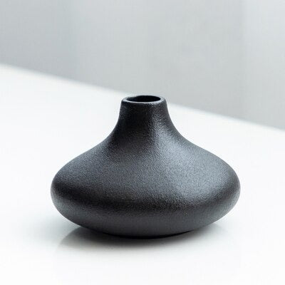Frendorf | ObsidianWave Strukturierte Keramikvasen in Nacht-Schwarz | Modernes Design | Perfekte Dekoration für Zuhause