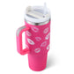 40 Oz Tumbler mit Griff Strohhalm isoliert