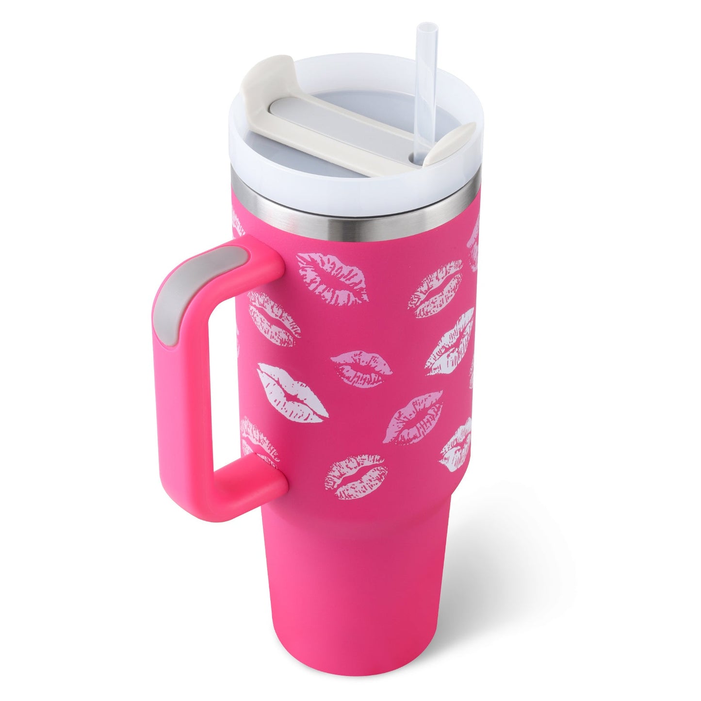 40 Oz Tumbler mit Griff Strohhalm isoliert