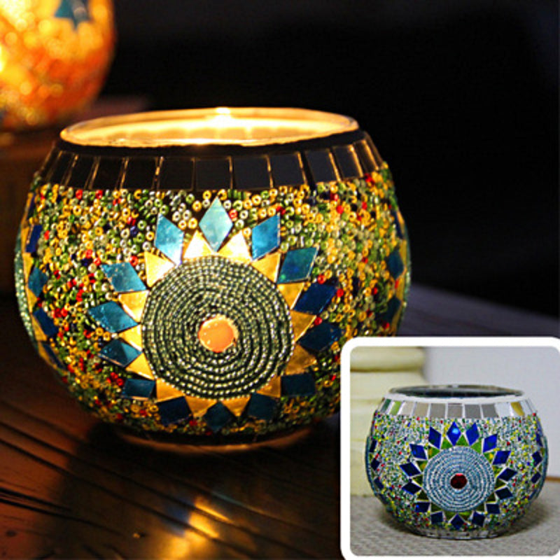 Frendorf Europäischer Retro Glas Mosaik Teelichthalter