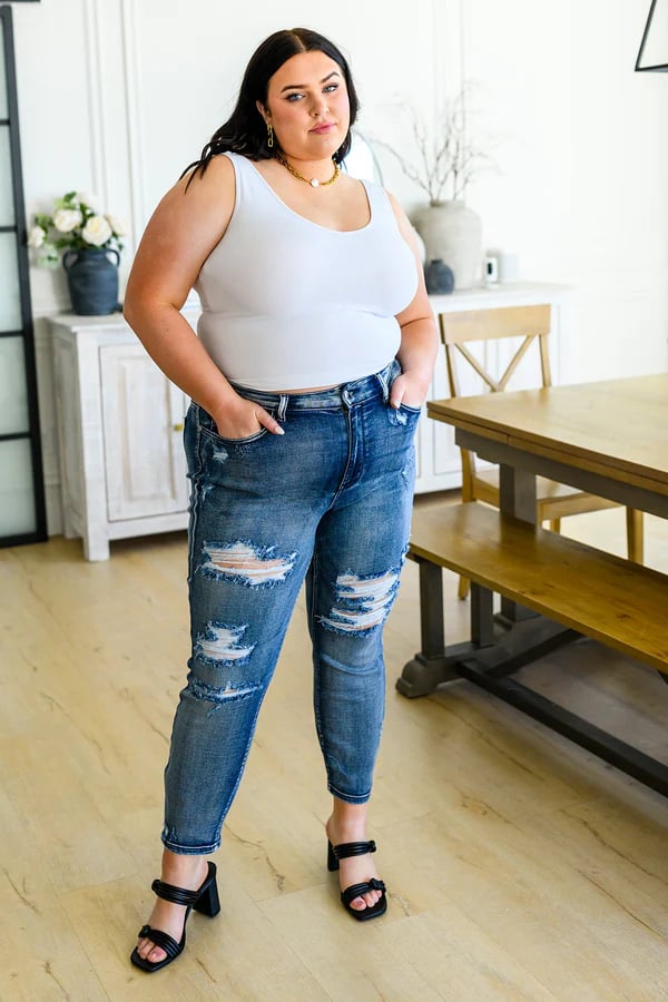 Frendorf | Zerrissene Jeans mit Distressed-Effekt und Bauchkontrolle
