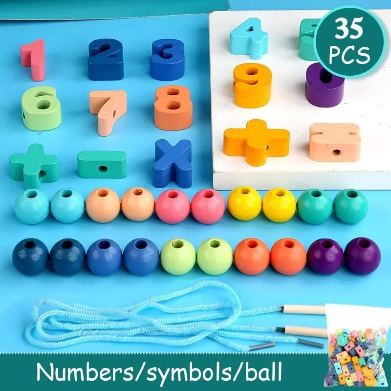 Frendorf | Bildungs-Holzperlen zum Schnürsenkel für Kinder