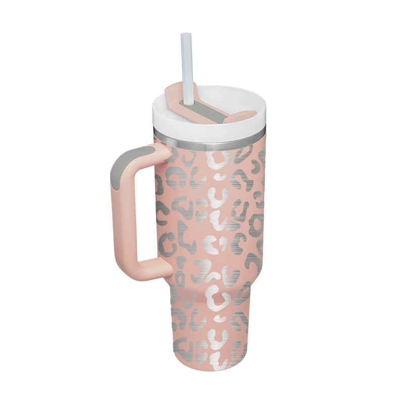 40 Oz Tumbler mit Griff Strohhalm isoliert