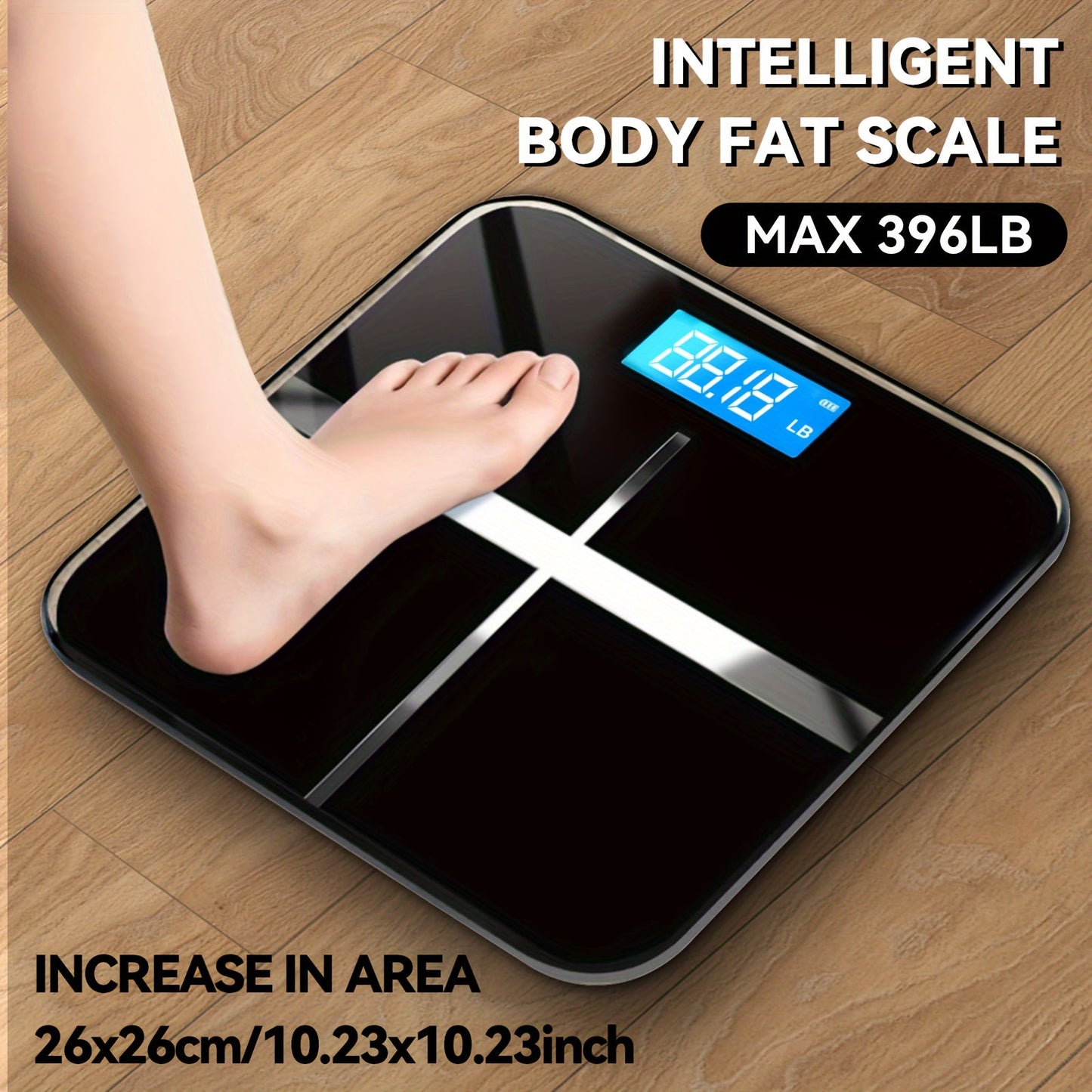 Badezimmer Digitale Personenwaage – Extra Breite Plattform, Hohe Kapazität 390 lbs, Genau und Sicher mit Großen Zahlen, Einfach Ablesbares Beleuchtet LCD-Display