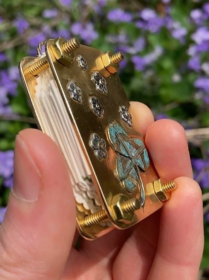 Frendorf | Mikro-Blumenpresse | Handgefertigt aus Silber & Messing | Inkl. 10 Blätter Herbarium-Papier