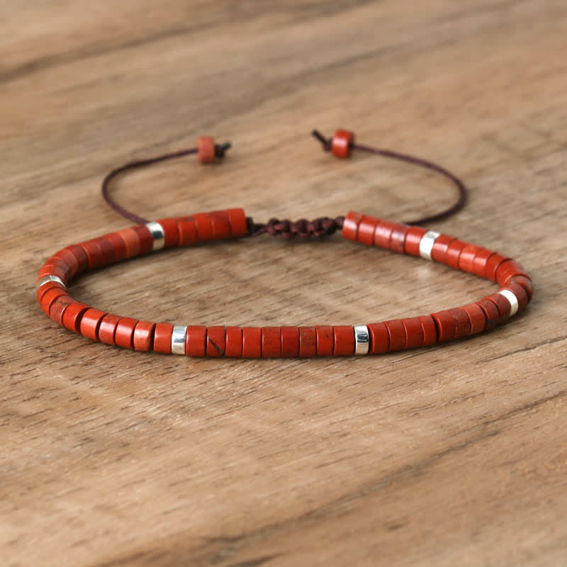 Frendorf | Geflochtenes Armband mit 2,4 mm Naturstein-Rollern – Seraphina