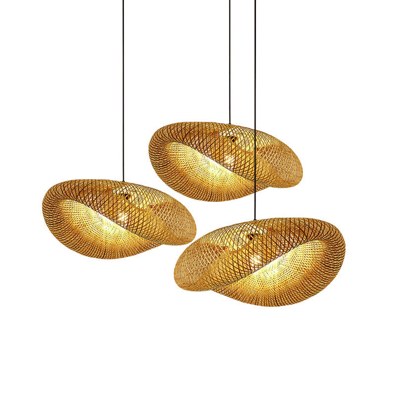 Rattan Gewebtes Bambus -Pendellicht - Led - Licht