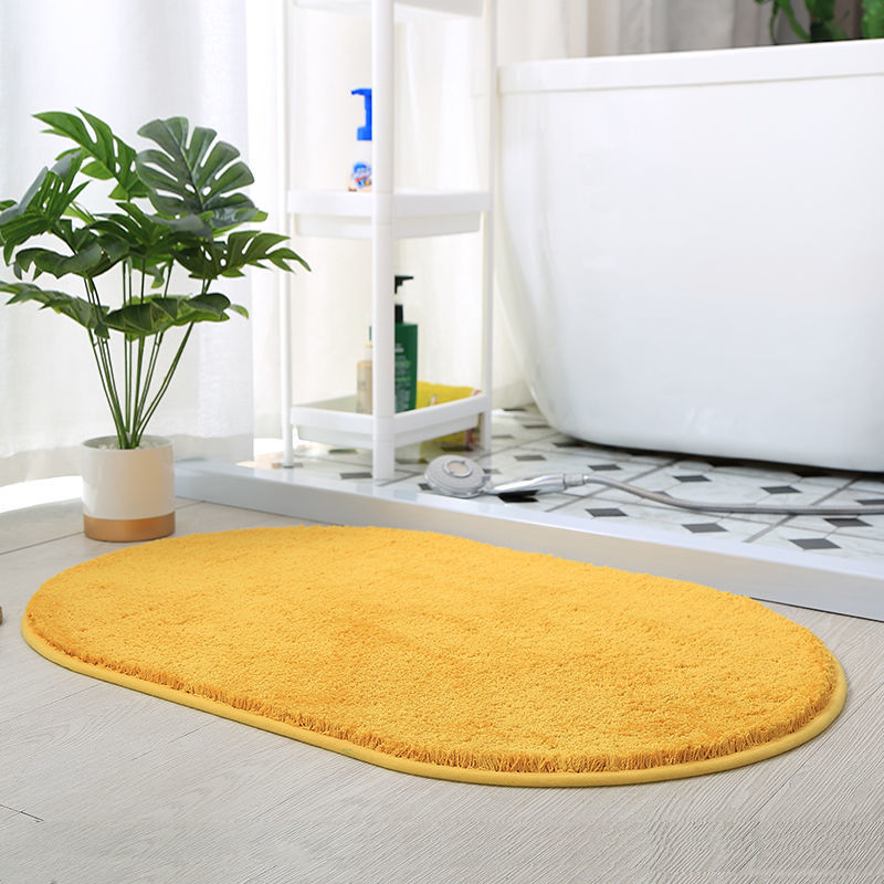 Feblilac Halbrund Solid Gold Gepolsterte Badematte, Mehrere Größen Weiches Plüsch Wasser-Absorbierend, Rutschfeste Toilettamatte, Weicher Dicke Badezimmerteppich, Reine Badezimmermatten, Einfache Beste Baderugs, Heiße Duschmatte Rutschfest, Toilettenmatte