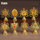 8 Stück bemalte tibetische gravierte Acht-Schätze glücksverheißende Statue tantrische Legierung Handwerkskunst Buddhismus Wohn Geschenk Desktop Dekorativ