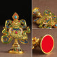 8 Stück bemalte tibetische gravierte Acht-Schätze glücksverheißende Statue tantrische Legierung Handwerkskunst Buddhismus Wohn Geschenk Desktop Dekorativ